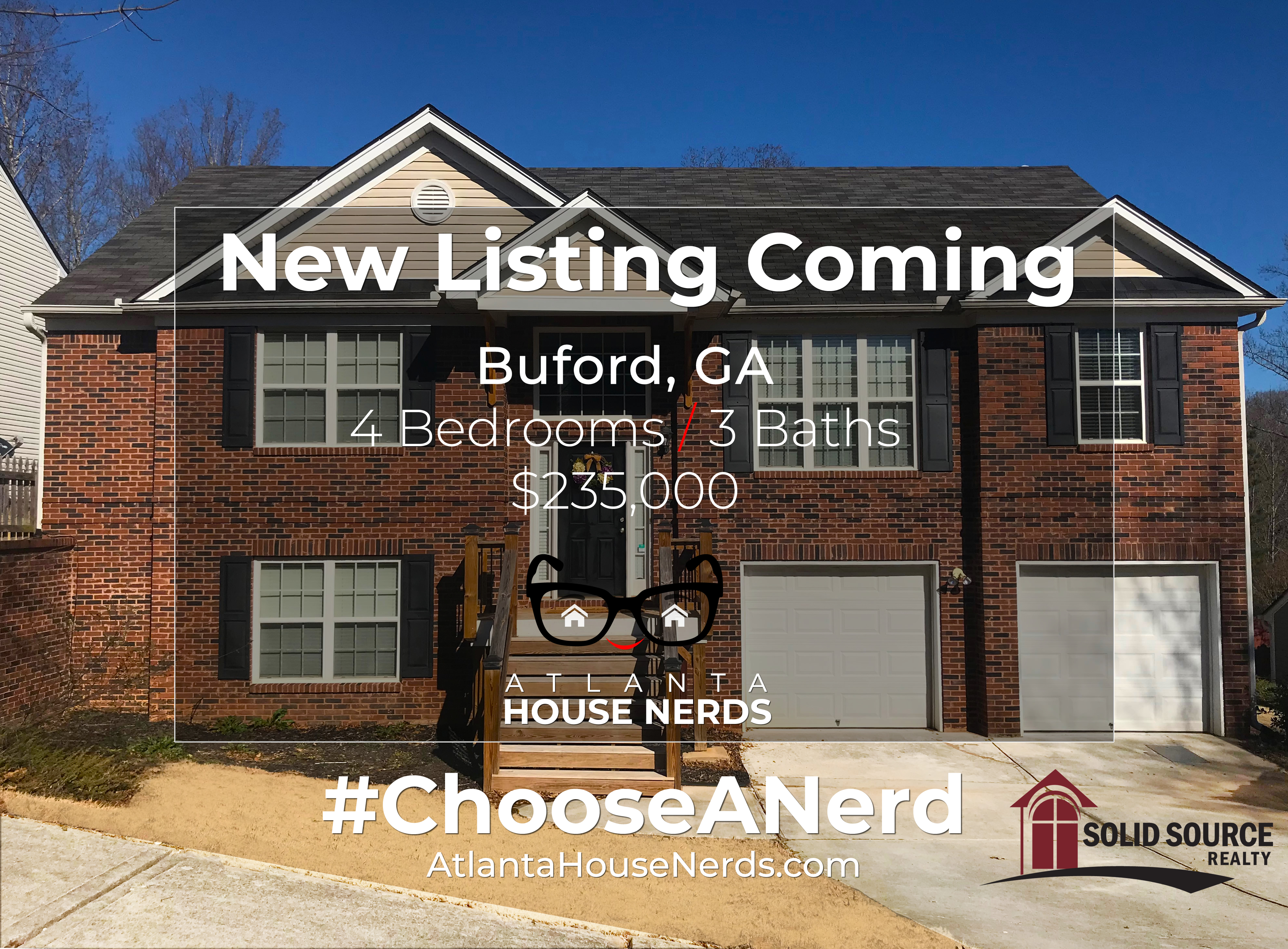 Hey Buyers: New 4Bd, 3Ba in Buford, GA Coming On the Market for $235,000